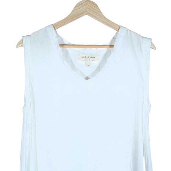 Cloth & Stone Womens Sleeveless Dress Medium White Casual Boho Chic Resort Wear - Picture 4 of 9